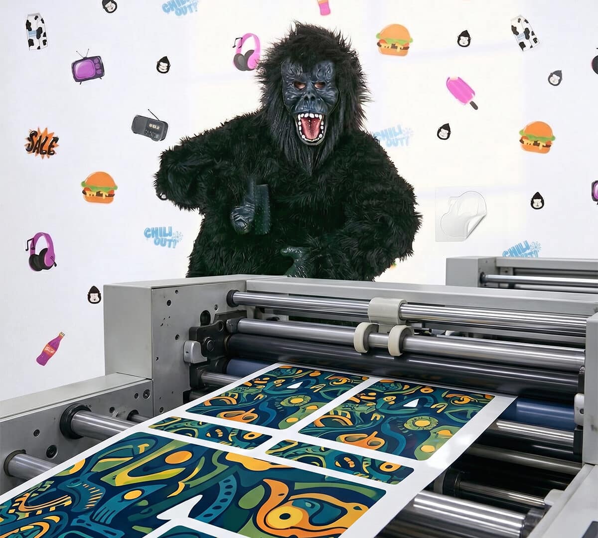 Gorilla in printhouse
